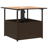 Tuintafel met parasolgat 55x55x46,5 cm poly rattan bruin - thumbnail