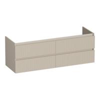 Brauer Joy Wavy - Onderkast - 140 cm - met 4 Softclose Lades Greeploos en 2 Sifon Uitsparingen - Mat Beige - thumbnail