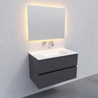 Badkamermeubel Solid Surface BWS Oslo 80x46 cm Mat Antraciet (zonder kraangaten) - thumbnail