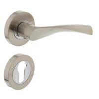 Intersteel Deurkruk Giussy op rozet met profielcilinderrozetten - nikkel mat/chroom - thumbnail