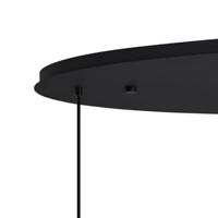 QAZQA Art deco hanglamp zwart met ovale plafondplaat en smoke glas - thumbnail