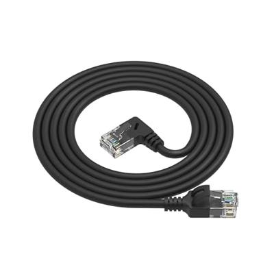 ACT Zwarte 3 meter U/UTP CAT6A LSZH slimline patchkabel met RJ45 connectoren. recht naar 90° haaks - thumbnail