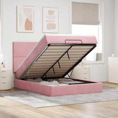 Ottoman bed met matrassen en LED's 140x200cm fluweel roze