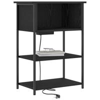 Nachtkastje Zwart eiken 55 x 31 x 76 cm Bewerkt hout - thumbnail