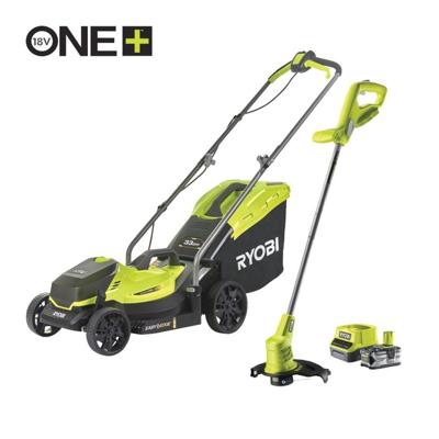 RYOBI ONE+ 18V Accu 33cm Grasmaaier & 25cm Grastrimmer kit (incl. 1x 4.0Ah accu & lader)