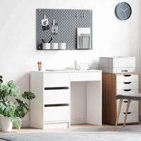 Bureau met lade met plank Wit 90 x 37,5 x 75 cm Bewerkt hout - thumbnail