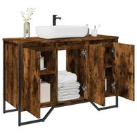 Wastafelkast 91x35x60 cm bewerkt hout gerookt eikenkleurig - thumbnail
