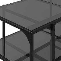 Salontafel met zwart glazen blad 98,5x50x45 cm staal - thumbnail