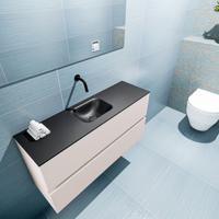 MONDIAZ ADA 100cm toiletmeubel linen. LEX wastafel urban midden zonder kraangat - thumbnail