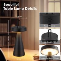 Draadloze Oplaadbare LED Tafellamp - Binnen & Buiten - Dimbaar - ø12.8 x 29 cm - Warmwit licht - 3000mAh - Zwart - thumbnail