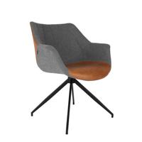 Zuiver Eetkamerstoel 'Doulton' PU en stof, kleur Grijs/Bruin - thumbnail