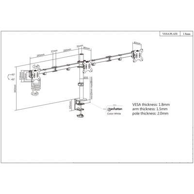 Manhattan 461658 Monitor-tafelbeugel 3-voudig 33,0 cm (13) - 68,6 cm (27) Zwart In hoogte verstelbaar, Kantelbaar, Zwenkbaar Manhattan 461658 Monitor-tafelbeugel 3-voudig 33,0 cm (13) - 68,6 cm (27) Zwart In hoogte verstelbaar, Kantelbaar, Zwenkbaar