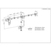 Manhattan 461658 Monitor-tafelbeugel 3-voudig 33,0 cm (13) - 68,6 cm (27) Zwart In hoogte verstelbaar, Kantelbaar, Zwenkbaar - thumbnail