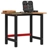 Werkbank 100x60x81,5 cm massief eikenhout lichtbruin - thumbnail