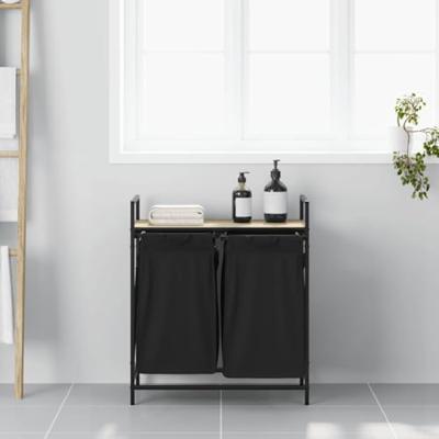 Wasmand 2 vakken met plank sonoma eikenkleurig