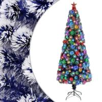 VidaXL Kunstkerstboom met verlichting 240 cm glasvezel wit en blauw - thumbnail