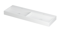 INK United Wastafel Porselein Dubbel met 2 Kraangaten incl. Porseleinen Click Plug en Verborgen Overloop Systeem - 1400x450x110 mm - Mat Wit - thumbnail