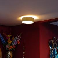 QAZQA Moderne plafondlamp oker 30 cm met gouden binnenkant - Drum - thumbnail