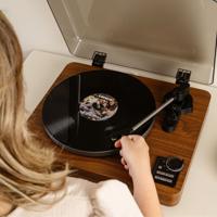 Volautomatische platenspeler met Bluetooth® transmissie en voorversterker Metalen platenspeler en toonarm Hout - thumbnail