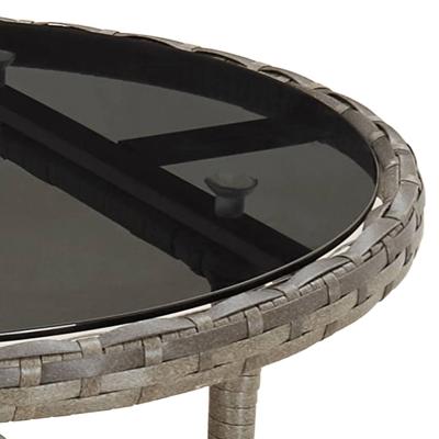 3-delige Tuinset met kussens poly rattan en glas grijs - thumbnail