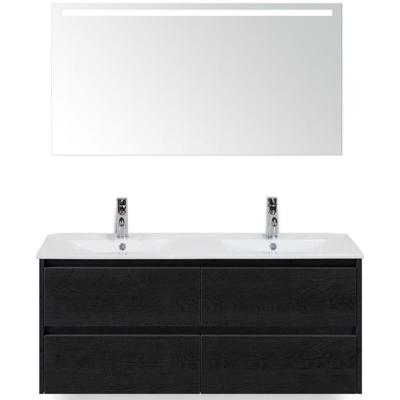 Dante Badmeubelset 120 cm - Black Oak - Keramische Wastafel Wit Enjoy met Sence Spiegel