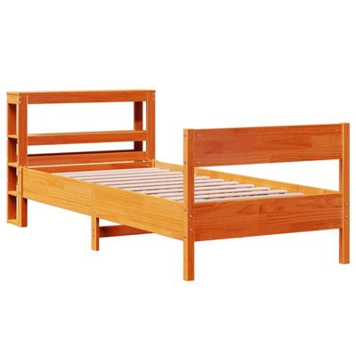 Bedframe zonder matras massief grenenhout wasbruin 75x190 cm
