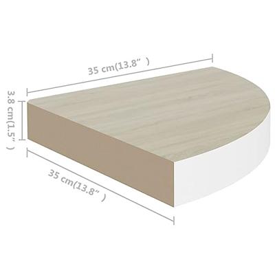 Hoekwandschappen 2 st 35x35x3,8 cm MDF eikenkleurig en wit Hoekwandschappen 2 st 35x35x3,8 cm MDF eikenkleurig en wit