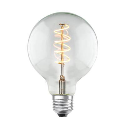 Edison Vintage LED lamp E27 LED filament lichtbron, Spiraal Globe G95, 9.5/9.5/13.5cm, Helder, Retro LED lamp Dimbaar, 4W 280lm 3000K, warm wit licht, geschikt voor E27 fitting