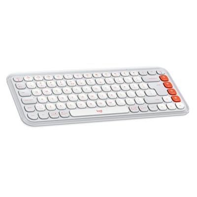 Logitech POP ICON KEYS draadloos Bluetooth-toetsenbord, comfortabel typen, programmeerbare toetsen, eenvoudig schakelen tussen maximaal 3 apparaten, voor laptop, tablet, pc, US INT'L QWERTY - Wit