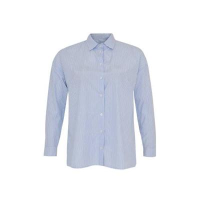 Yoek gestreepte blouse lichtblauw/wit Yoek gestreepte blouse lichtblauw/wit