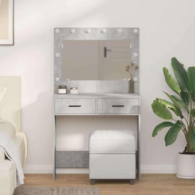 Kaptafel met lade Betongrijs 78.5 x 41 x 135 cm Bewerkt hout