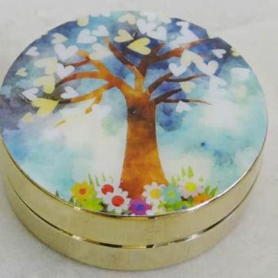 Messing Pillendoosje Tree of Life Blauw Messing Pillendoosje Tree of Life Blauw