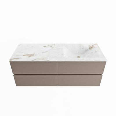 MONDIAZ VICA-DLUX 130cm badmeubel onderkast Smoke 4 lades. Inbouw wastafel CLOUD rechts 1 kraangat, kleur Frappe.