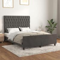 Bedframe zonder matras 140x190 cm fluweel donkergrijs - thumbnail