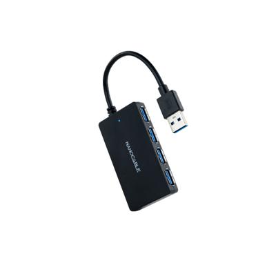 NANOCABLE 10.16.4403 - USB 3.0 hub met 4 USB 3.0-poorten, USB-A/stekker naar USB 3.0/bus, zwart, 15 cm