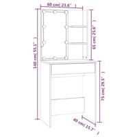 Kaptafel met LED-verlichting 60x40x140 cm wit - thumbnail