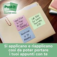 Post-it recycled notes Nature, 100 vel, ft 38 x 51 mm, pak van 24 blokken, geassorteerde kleuren - thumbnail