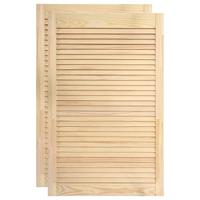 Louvredeuren 2 st 99,3x59,4 cm massief grenenhout - thumbnail