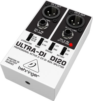 Behringer Ultra-DI DI20 Actieve 2-kanaals DI-box & splitter Behringer Ultra-DI DI20 Actieve 2-kanaals DI-box & splitter