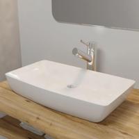 VidaXL Luxe keramische rechthoekige wasbak 71 x 39 cm (wit) - thumbnail