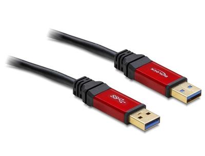Delock 82746 USB-kabel USB 3.2 Gen1 (USB 3.0 / USB 3.1 Gen1) USB-A stekker, USB-A stekker 3.00 m Rood, Zwart Vergulde steekcontacten, UL gecertificeerd