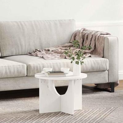 Salontafel Wit 50 x 50 x 35 cm Massief grenenhout