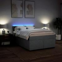 Boxspring met matras stof lichtgrijs 140x200 cm - thumbnail