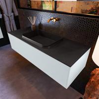 Badkamermeubelset Mondiaz Erin 120 cm met 1 Lade met RIDGE Wastafel Midden Urban Zonder Kraangaten Greeploos Mat Clay - thumbnail