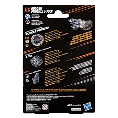 Beyblade X Starter Pack Rudder Phoenix 4-70LF UX, Takara Tomy aanvalstype tol met lanceerder, wedstrijdtol, geschikt voor kinderen vanaf 8 jaar.