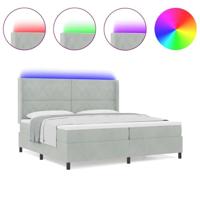 LED Boxspring Bed met Matras Lichtgrijs 200 x 200 cm Fluweel - thumbnail