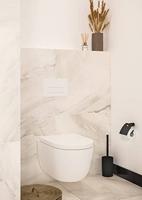 Saqu Home randloos hangtoilet met PowerFlush en quickrelease toiletbril mat wit - thumbnail