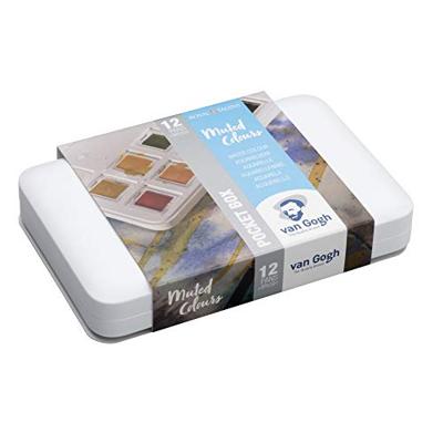 Van Gogh • aquarelverf pocket box gedempte tinten met 12 kleuren in halve napjes