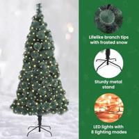 VidaXL Kunst kerstboom met verlichting met 300 led groen 180 cm pet - thumbnail