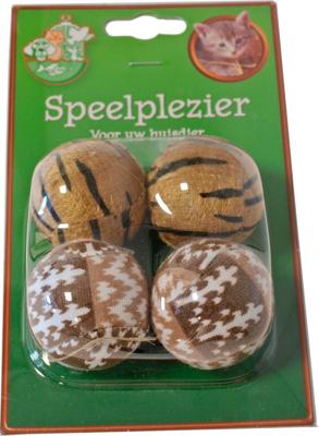 Boon kattenspeelgoed rammelbal pluche bruin a 4st Gebr. de Boon - Gebr de boon